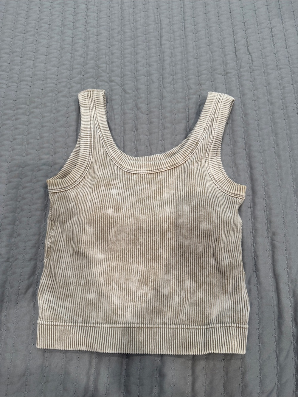 Zenana Outfitters Beige Tie-Dye Ribbed Tank